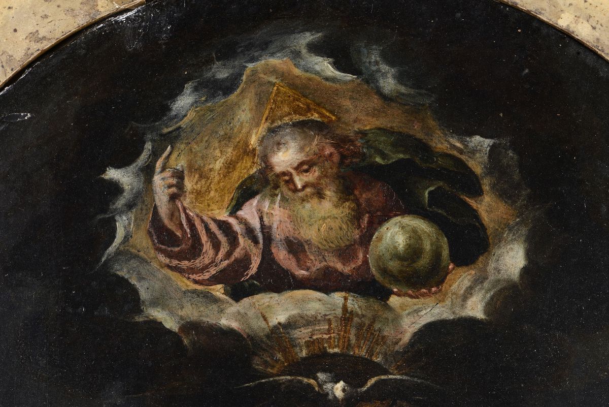 Pittore del XVII Secoloannunciazione con San Carlo, San Francesco e Dio Padre