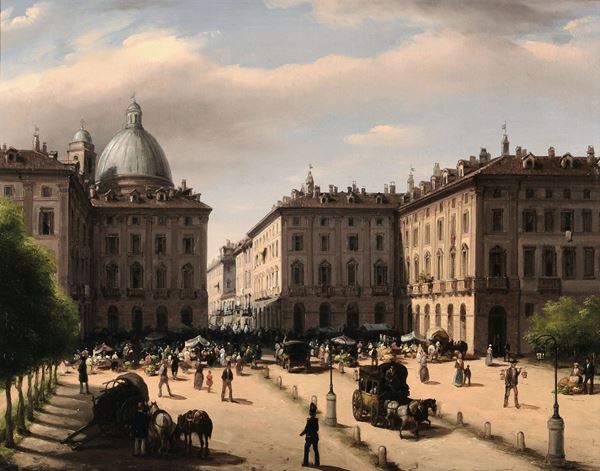 Carlo Canella (Verona 1800 - Milano 1879) Piazza San Carlo a Torino