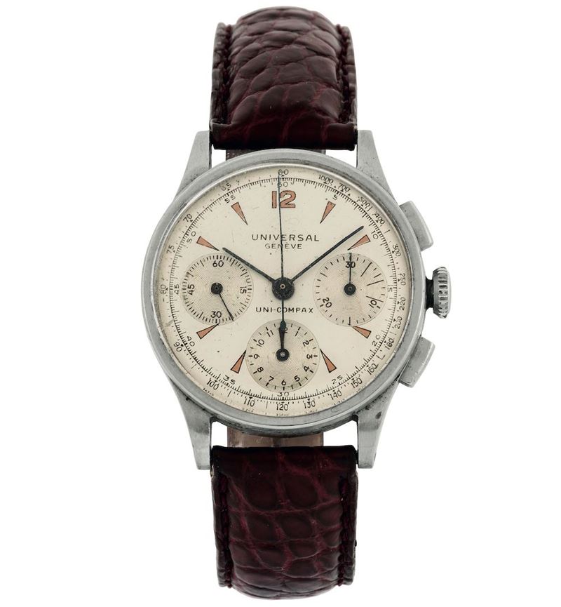 Unversal, Geneve, Uni-Compax, Ref. 5160. Fine, stainless steel chronograph wristwatch. Made circa 1940  - Auction Watches | Timed Auction - Cambi Casa d'Aste