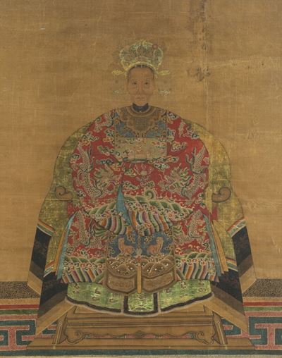 Dipinto su Seta Raffigurante Imperatrice, Cina, Dinastia Qing, XIX Secolo