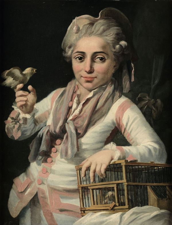 Giuseppe Baldrighi (Stradella, 1722 – Parma, 1803) Ritratto di giovinetto con uccellino, 1760 ca
