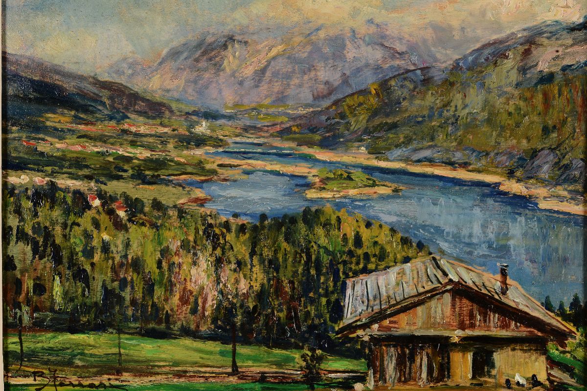 Berto Ferrari (1887 - 1965)lago a Pieve di Cadore, 1956