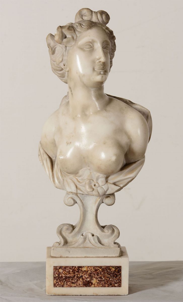 Bacco e Arianna in Marmo Bianco. Arte Barocca del XVIII Secolo. Scultore Prossimo a Domenico Paro...