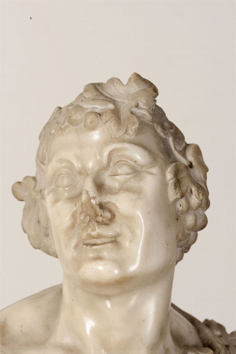 Bacco e Arianna in Marmo Bianco. Arte Barocca del XVIII Secolo. Scultore Prossimo a Domenico Paro...