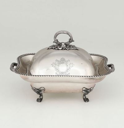 Legumiera in Argento con Coperchio Alessandria XX Secolo