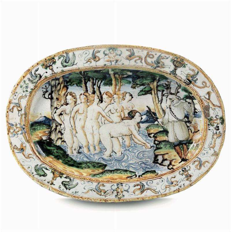Vassoio ovale Deruta, inizio del XVII secolo  - Asta Maioliche e Porcellane - Cambi Casa d'Aste