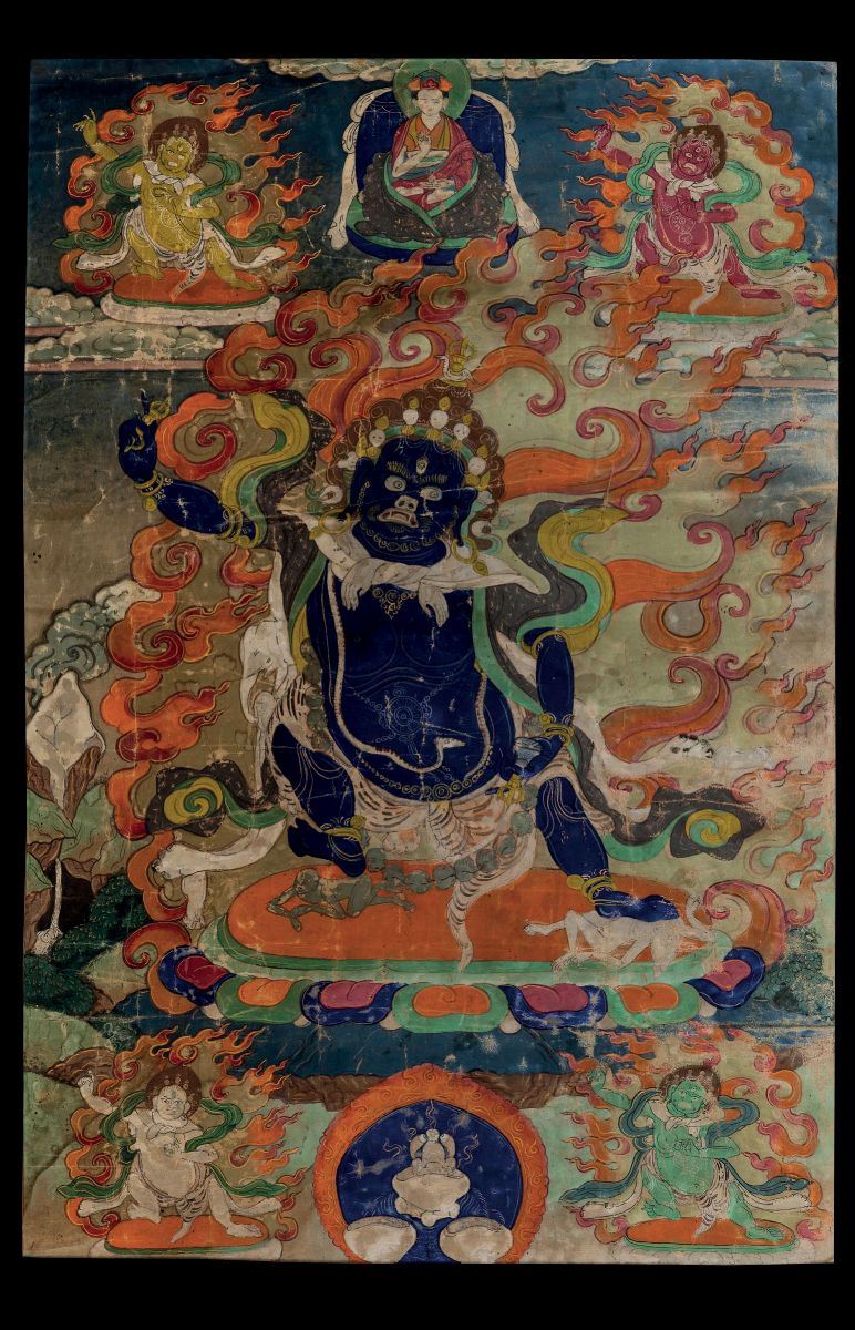 Thangka su seta con figura centrale di Nairatmya circondata da altre divinità, Tibet, XVIII secolo  - Asta Fine Chinese Works of Art - Cambi Casa d'Aste
