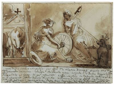 Fortunato Duranti (1787-1863)figure Femminili con Cane