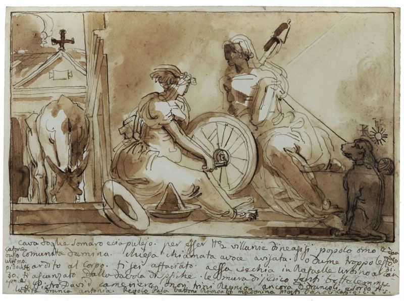 Fortunato Duranti (1787-1863) Figure femminili con cane  - Auction Old Master Paintings - Cambi Casa d'Aste