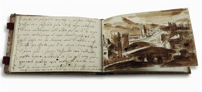 Fortunato Duranti (1787-1863)taccuino Contenente 16 Disegni e Diversi Schizzi