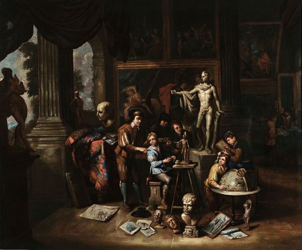 Jaques de Claeuw (Dordrecht 1623 - Leida 1694) La bottega dell'artista