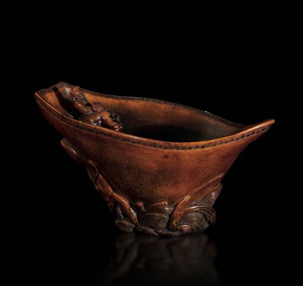 A rhino horn cup, China, Qing Dynasty