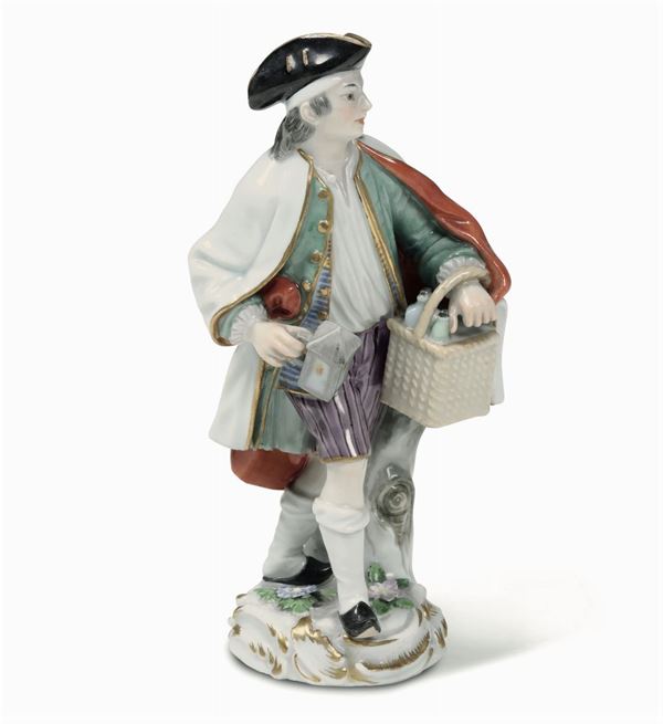 Figurina del venditore di grappa  Meissen, 1900 circa  Modello di Peter Reinike, 1753-1754