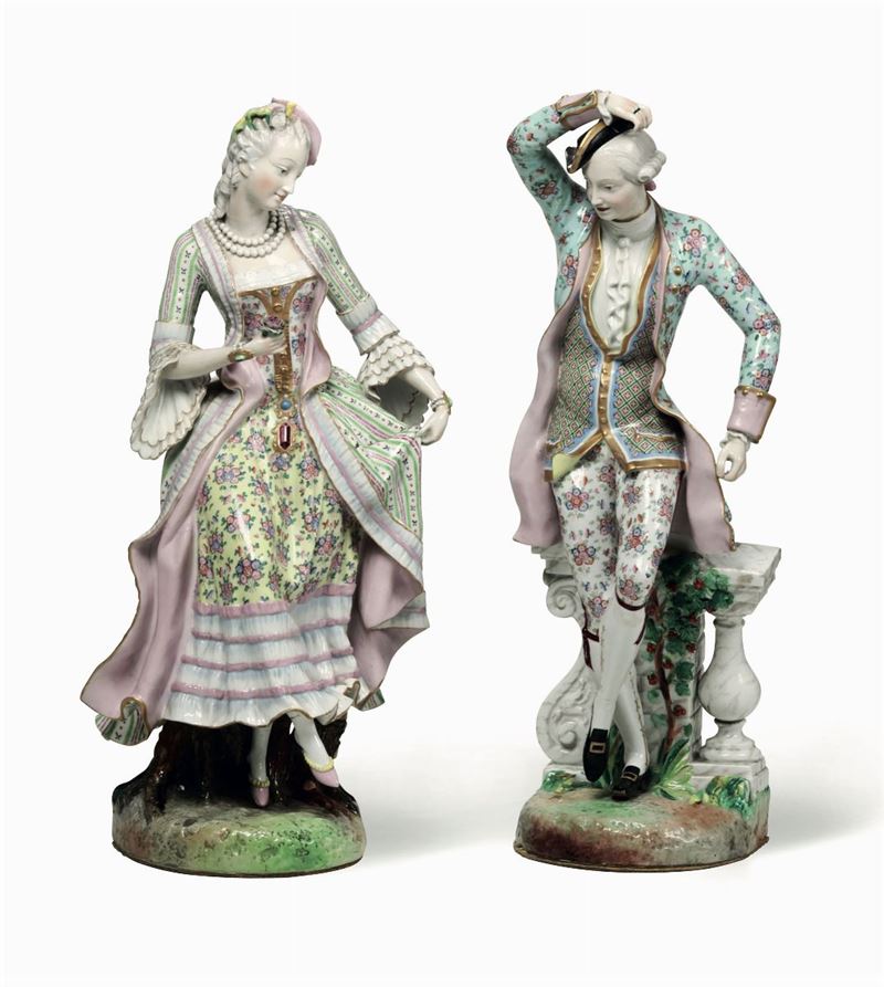 Coppia di grandi figure Probabilmente Parigi, fine del XIX secolo  - Auction Majolica and Porcelain - Cambi Casa d'Aste
