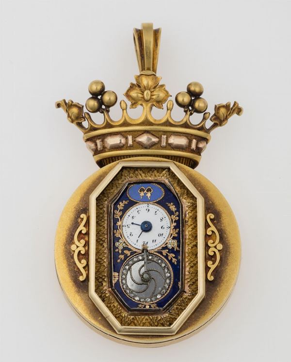 Gold and enamel pocket watch