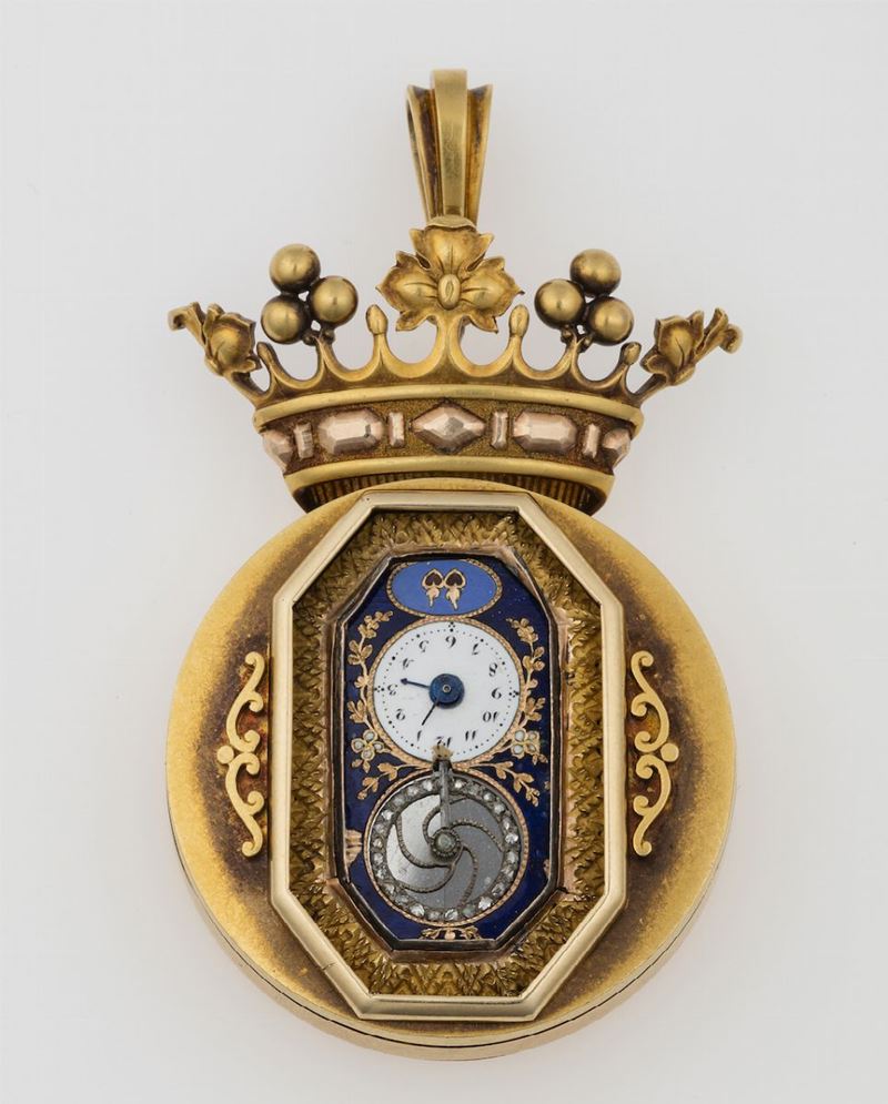 Gold and enamel pocket watch  - Auction Timed Auction Jewels - Cambi Casa d'Aste