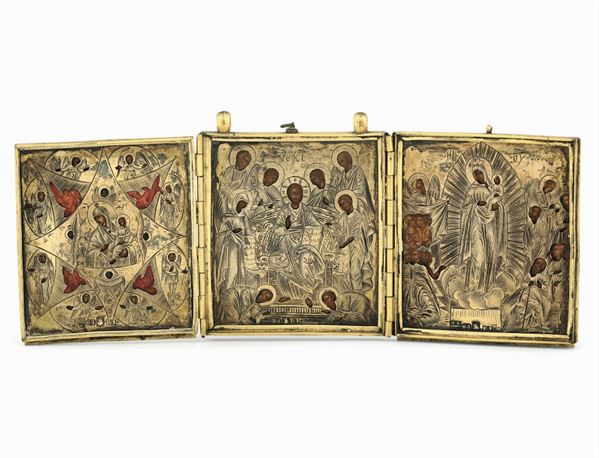 A bronze and silver triptych, Moscow, 1847