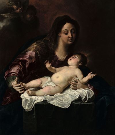 Cornelis Schut (anversa 1597-1655)madonna con Bambino e Angeli