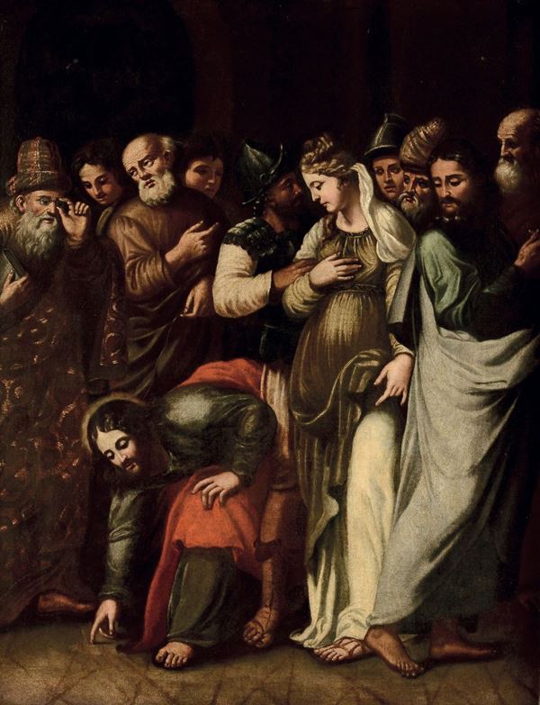 Scuola italiana del XVII secolo Gesù e l'adultera
