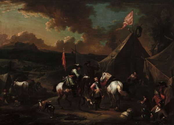 Augustus Querfurt (1696-1761) Accampamento con cavalieri