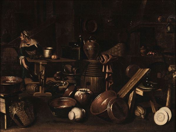 Gian Domenico Valentino (Roma 1639-Imola 1715) Interno di cucina