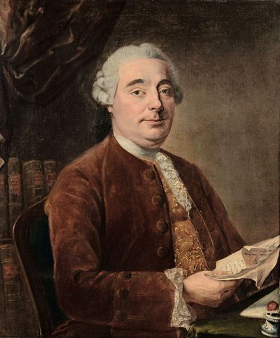 Scuola Francese del XVIII Secoloritratto di Uomo con Lettera