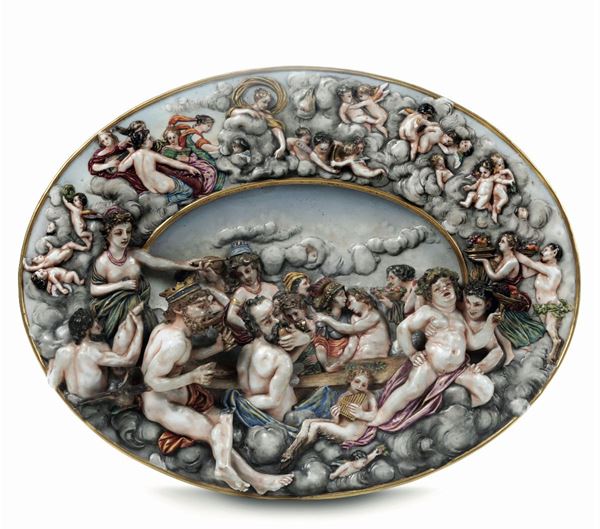 Coppia di grandi piatti Napoli (?) o Parigi, verso la fine del XIX secolo Già collezione del pittore fiorentino Tito Conti (1842-1924)
