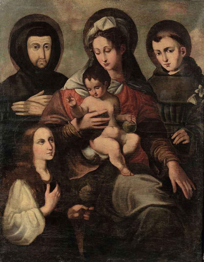 Scuola toscana del XVII secolo Madonna con Bambino e santi  - Auction Fine Art - Cambi Casa d'Aste