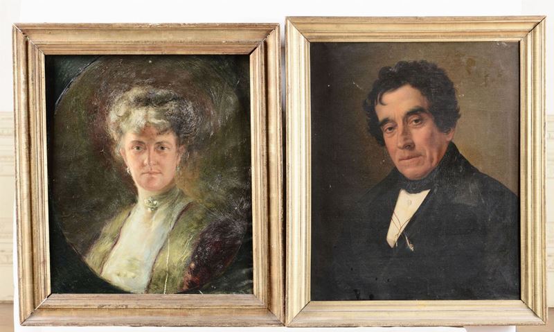 Pittore del XIX secolo Coppia di ritratti  - Auction Fine Art - Cambi Casa d'Aste