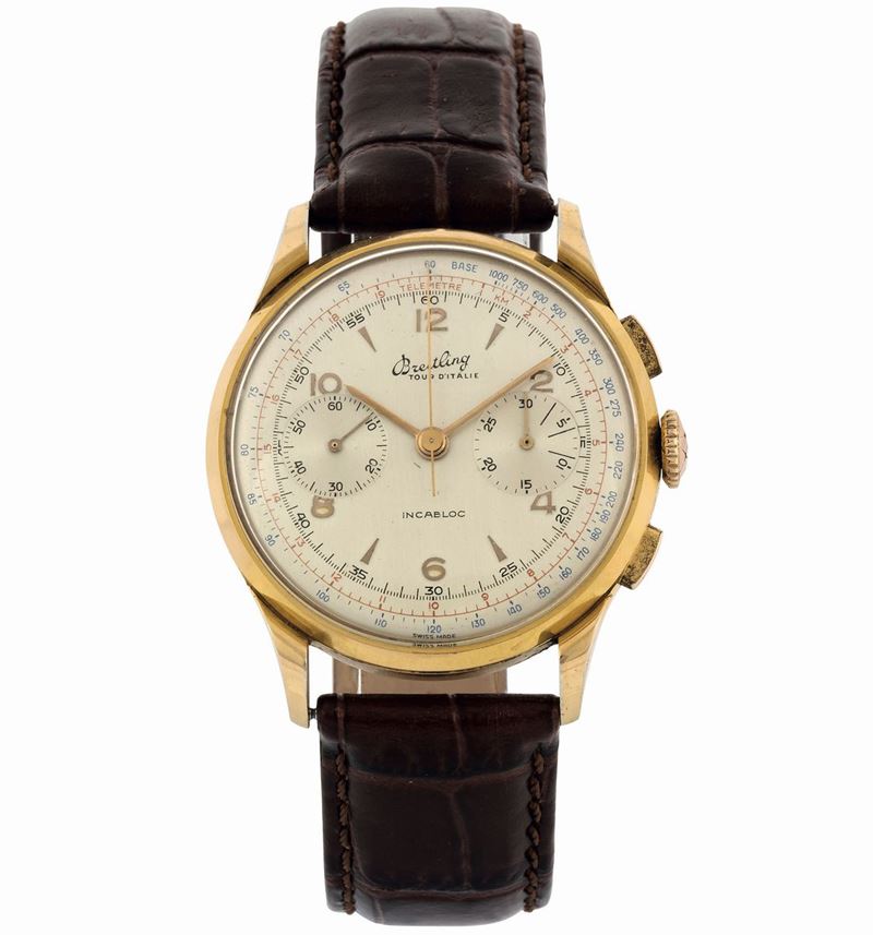 Breitling, Tour D'Italie, Ref. 1190. Fine, stainless steel and gold plated chronograph wristwatch. Made circa 1960  - Auction wrist and pocket watches - Cambi Casa d'Aste