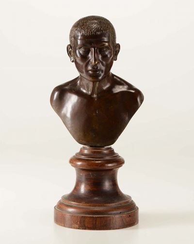 Busto in Bronzo Fuso e Cesellato di Antico Romano (cesare?). Fonditore Italiano del XVIII-XIX Sec...
