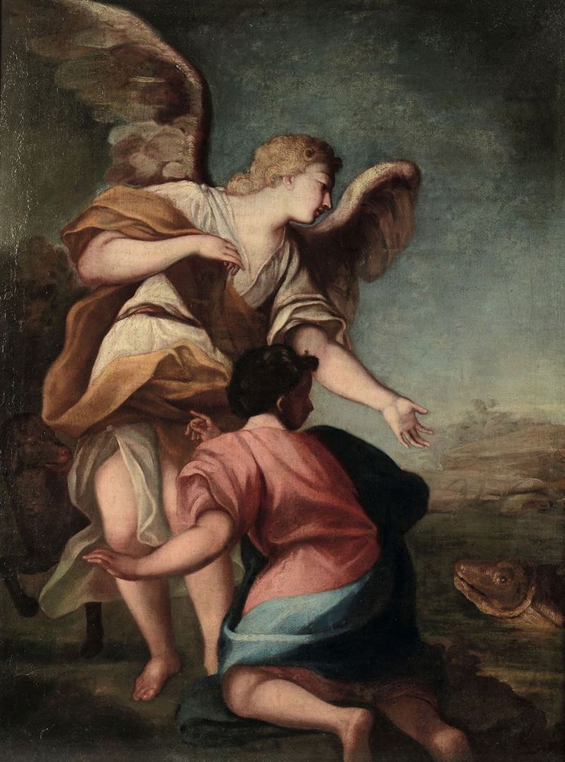 Scuola lombarda del XVII-XVIII secolo Tobiolo e l'Angelo  - Auction Fine Art - Cambi Casa d'Aste