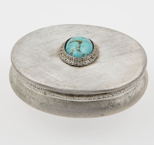 Silver and turquoise box. Signed Mario Buccellati