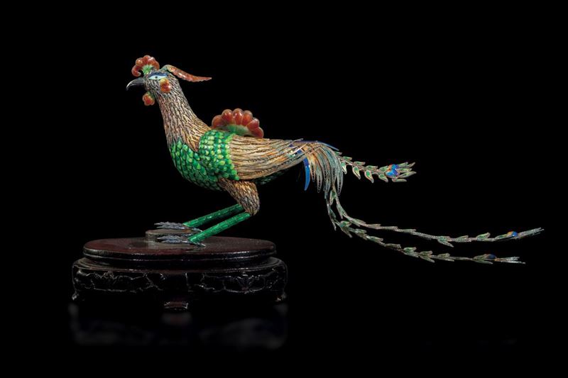A silver filigree phoenix, China, early 1900s  - Auction Fine Chinese Works of Art - Cambi Casa d'Aste