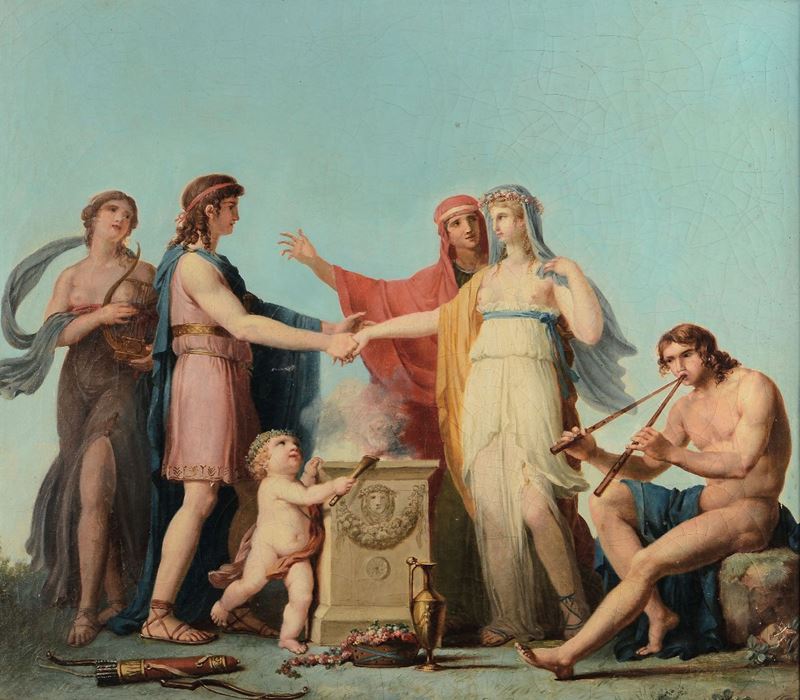 François Marius Granet ( Aix-en-Provence 1775-1849) Scena di matrimonio  - Auction Old Master Paintings - Cambi Casa d'Aste