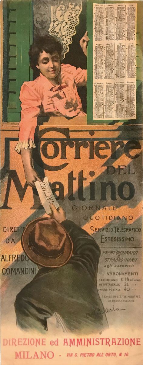Attilio Pusterla (1862-1941) CORRIERE DEL MATTINO, GIORNALE QUOTIDIANO… MILANO  - Asta Manifesti d'Epoca - Cambi Casa d'Aste