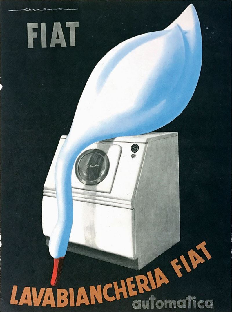 Federico Seneca ( 1891 - 1976 ) LAVABIANCHERIA FIAT AUTOMATICA  - Auction Vintage Posters - Cambi Casa d'Aste