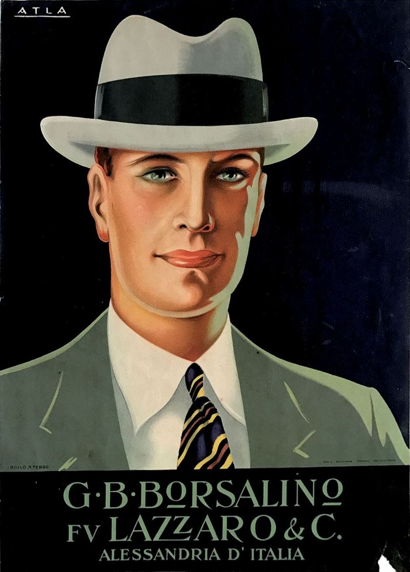 Giovanni Atla Mingozzi (1891-1975) G.B. BORSALINO FU LAZZARO – ALESSANDRIA D’ITALIA  - Asta Manifesti d'Epoca - Cambi Casa d'Aste