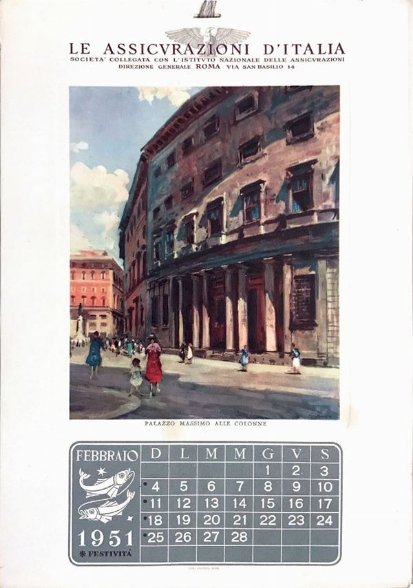 Artisti vari (lotto di sei calendari per varie Casse di Risparmio e Assicurazioni italiane)