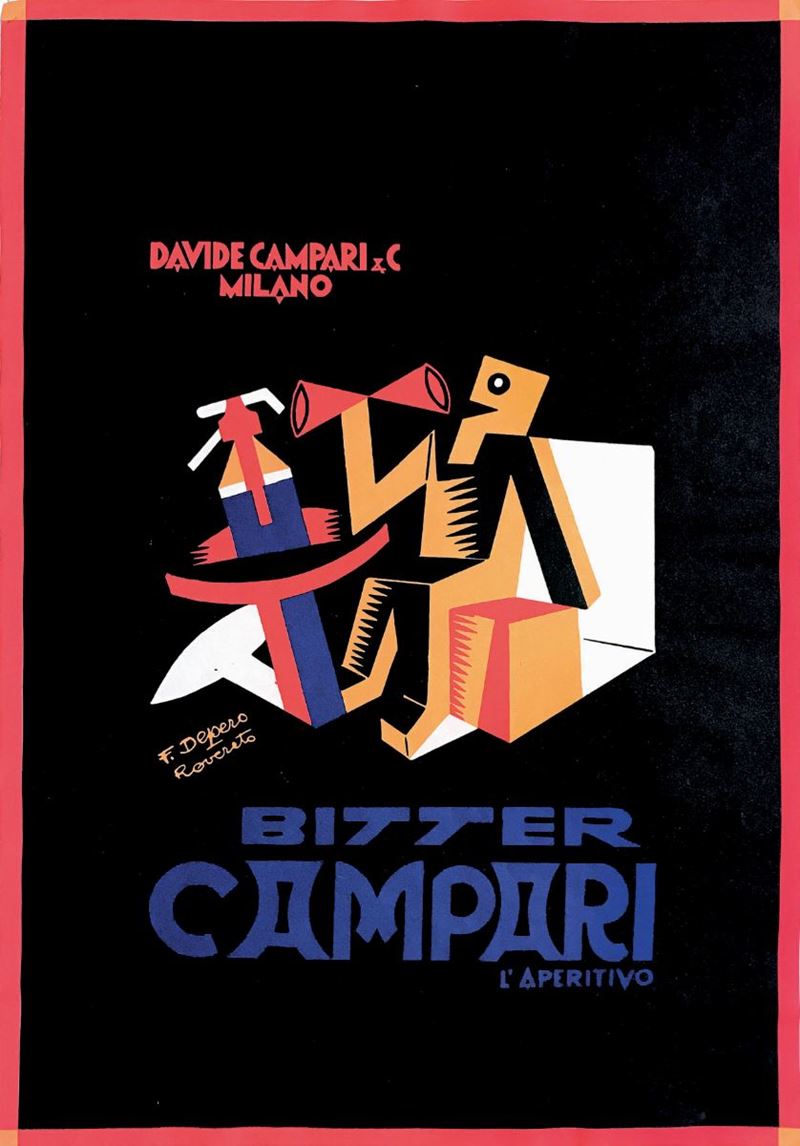 Fortunato Depero (1892-1960) DAVIDE CAMPARI & C. MILANO / BITTER CAMPARI  - Asta Manifesti d'Epoca - Cambi Casa d'Aste