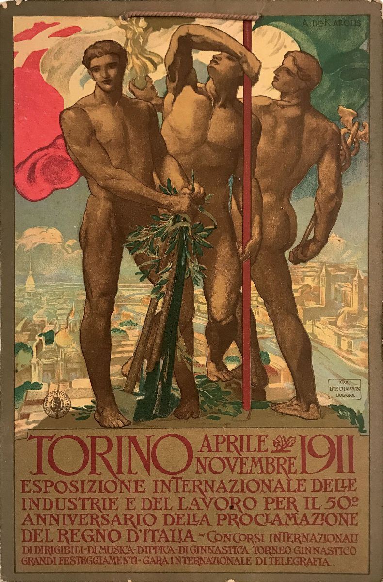 Adolfo De Carolis (1874 - 1928) TORINO … 1911… ESPOSIZIONE INTERNAZIONALE DELLE INDUSTRIE E DEL LAVORO…  - Auction Vintage Posters - Cambi Casa d'Aste