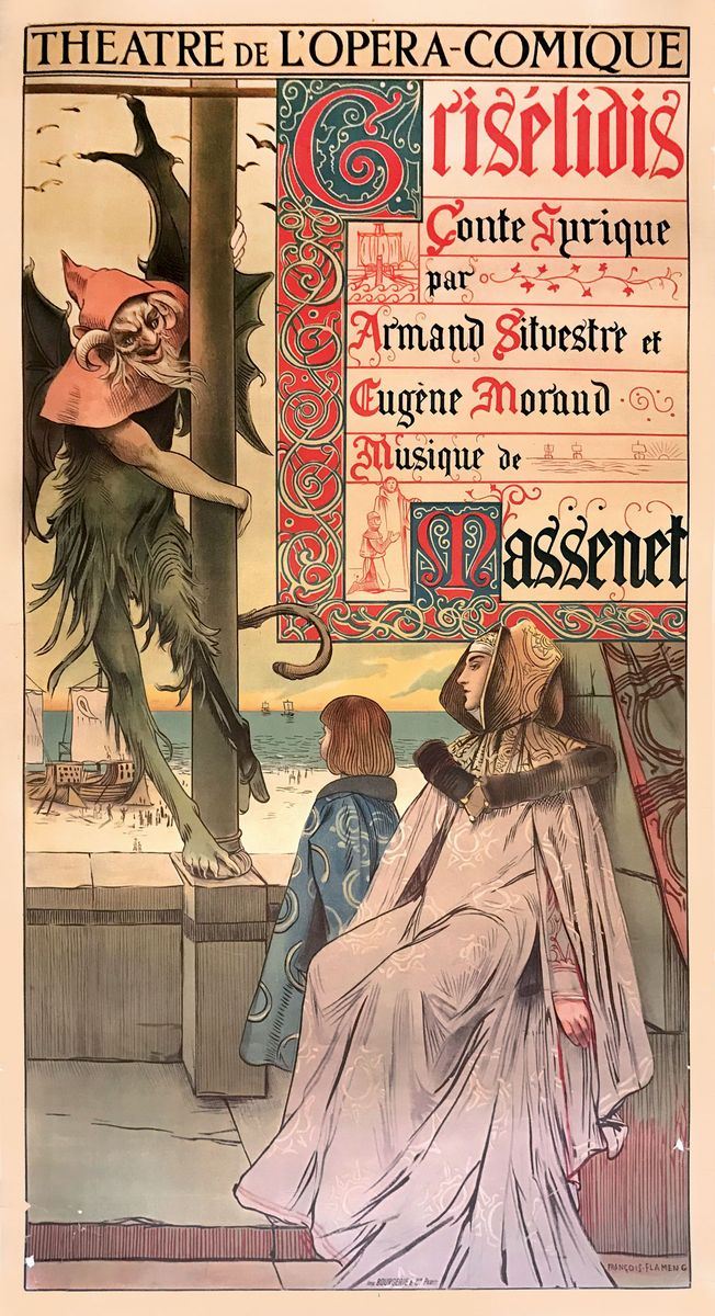 Francois Flameng (1886 - 1923) THEATRE NATIONAL DE L’OPERA COMIQUE / GRISELIDIS  - Asta Manifesti d'Epoca - Cambi Casa d'Aste