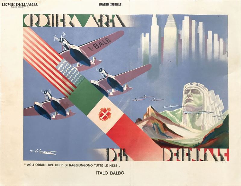Umberto Di Lazzaro (1898 - 1968) CROCIERA AEREA DEL DECENNALE  - Auction Vintage Posters - Cambi Casa d'Aste