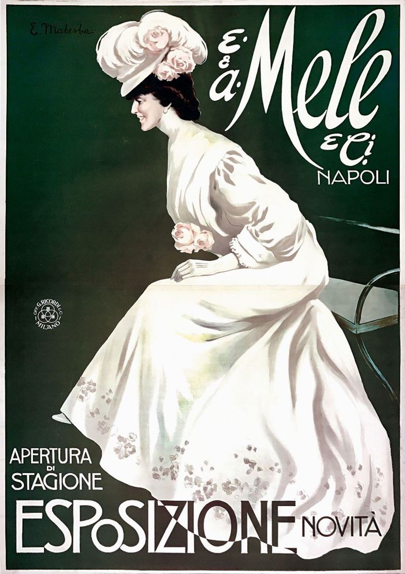 Gian Emilio Malerba (1880-1926) E. & A. MELE NAPOLI. APERTURA DI STAGIONE / ESPOSIZIONI NOVITA’  - Auction Vintage Posters - Cambi Casa d'Aste