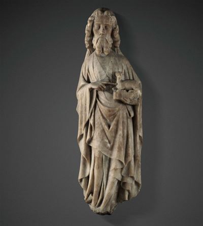 San Giovanni Battista in Alabastro. Scultore Gotico Operante tra il XIV e il XV Secolo. Probabile...