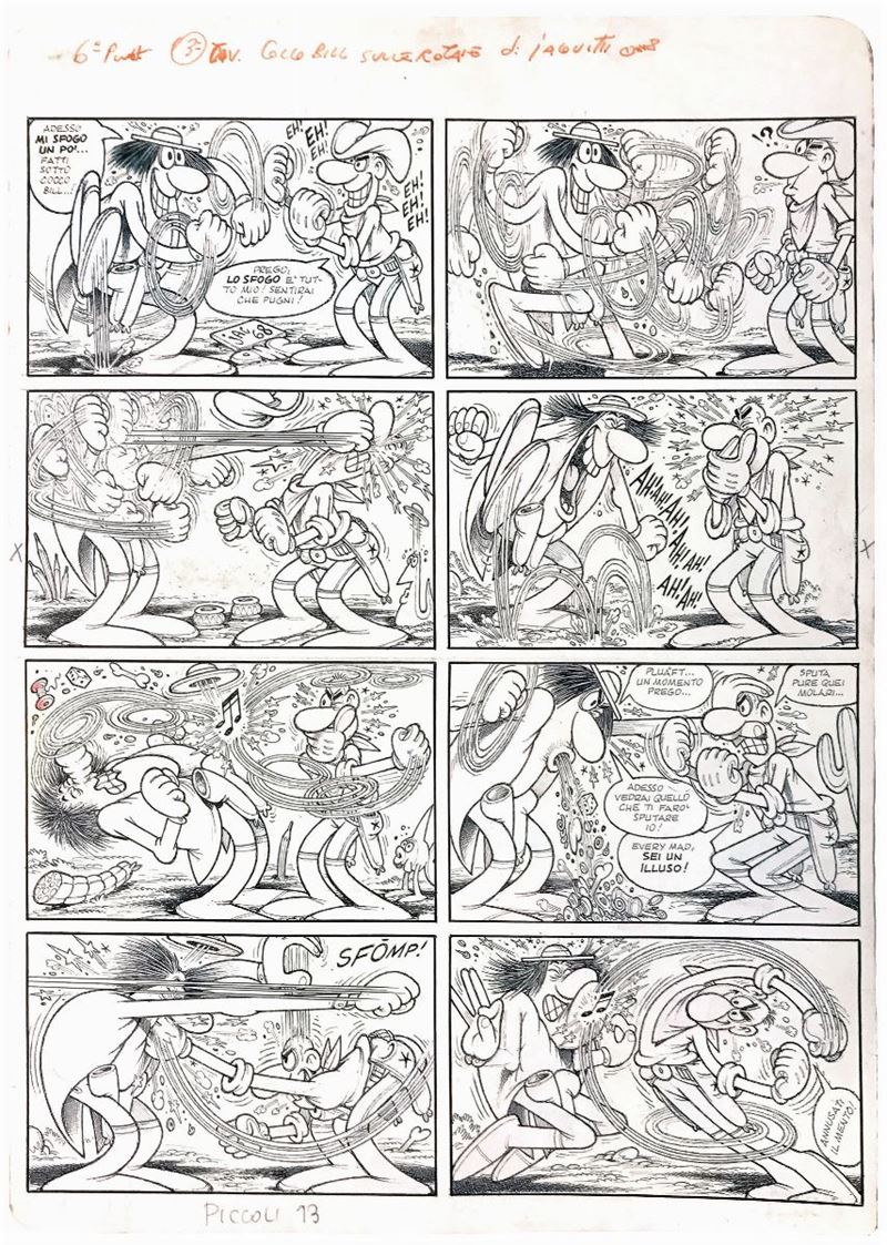 Benito Jacovitti   (1923-1977) Cocco Bill sulle Rotaie  - Asta I Maestri del Fumetto e dell'Illustrazione - Cambi Casa d'Aste