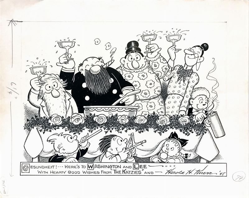 Harold Knerr (1882-1949) Good Wishes from “The Katzies”  - Asta I Maestri del Fumetto e dell'Illustrazione - Cambi Casa d'Aste