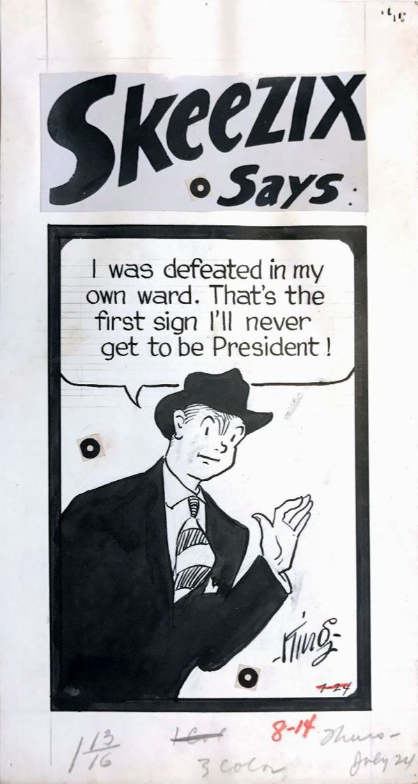 Frank Oscar King (1883-1969) Gasoline Alley Sidebar Panel Comic Strip.