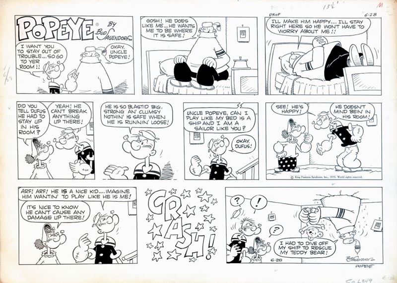 Bud Sagendorf (Forrest Cowles Sagendorf 1915-1994) Popeye  - Asta I Maestri del Fumetto e dell'Illustrazione - Cambi Casa d'Aste