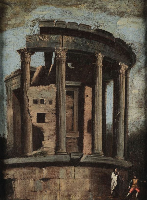 Viviano Codazzi (1604-1670) Veduta con il tempio di Vesta